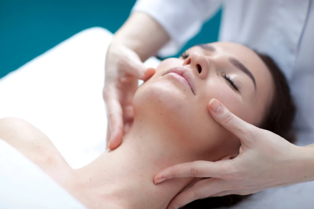 Relaxing acne facial massage for deep cleansing and rejuvenation.