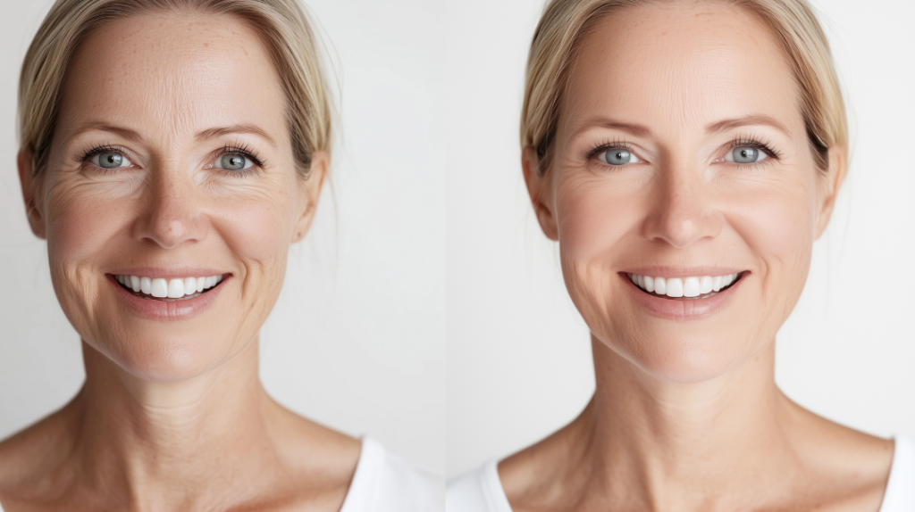 A before-and-after comparison highlighting smoother skin achieved through laser skin resurfacing.