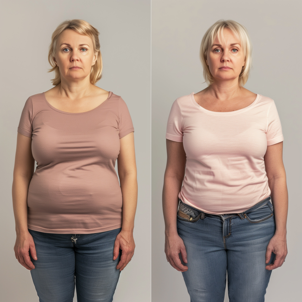 Before and after weight loss results with Semaglutide.